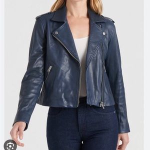 Blue Lucky Brand Leather Moto Jacket